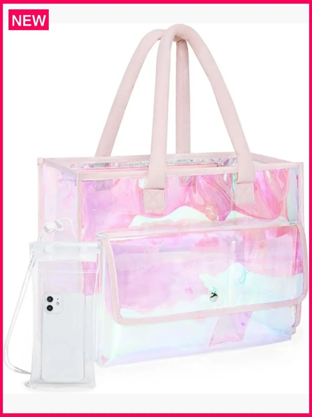 Waterproof Beach Tote with Phone Pouch Large Travel Bag